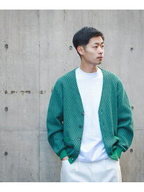 【SALE／70%OFF】BEAMS / ジグザグ ジャカード カーディガン BEAMS ビームス アウトレット トップス カーディガン グリーン ブラウン【RBA_E】【送料無料】[Rakuten Fashion]