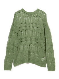 【SALE／50%OFF】3ゲージ クロシェ クルーネック ニット BEAMS ビームス アウトレット トップス ニット グリーン ブラック ホワイト【RBA_E】【送料無料】[Rakuten Fashion]