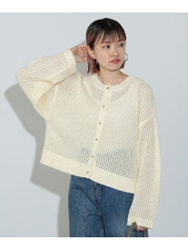 【SALE／50%OFF】箔プリント メッシュニット カーディガン BEAMS HEART WOMEN ビームス アウトレット トップス カーディガン ブラック グレー ホワイト【RBA_E】[Rakuten Fashion]