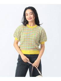 【SALE／50%OFF】カラフル チェック ニット(手洗い可能) BEAMS HEART WOMEN ビームス アウトレット トップス ニット イエロー ホワイト ネイビー【RBA_E】[Rakuten Fashion]