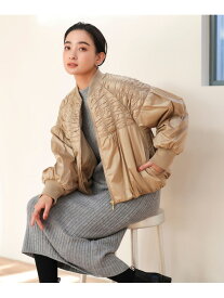 【SALE／40%OFF】シャーリング ジップ ブルゾン BEAMS HEART WOMEN ビームス アウトレット ジャケット・アウター ブルゾン・ジャンパー ネイビー ベージュ【RBA_E】【送料無料】[Rakuten Fashion]