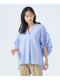 【SALE／50%OFF】ギャザー スリーブ スキッパー ブラウス(洗濯可) BEAMS HEART WOMEN ビームス アウトレット トップス シャツ・ブラウス ブラック ホワイト【RBA_E】[Rakuten Fashion]