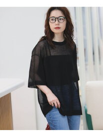 【SALE／50%OFF】麻混 シアー ニットTシャツ BEAMS HEART WOMEN ビームス アウトレット トップス ニット ブラック ブラウン【RBA_E】[Rakuten Fashion]