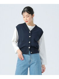 【SALE／50%OFF】金ボタン Vネックベスト BEAMS HEART WOMEN ビームス アウトレット トップス ベスト・ジレ ネイビー ホワイト【RBA_E】[Rakuten Fashion]
