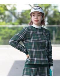 【SALE／50%OFF】PURPLE LABEL / クルーネック チェックプルオーバー BEAMS GOLF PURPLE LABEL ビームス アウトレット トップス スウェット・トレーナー グリーン ネイビー【RBA_E】【送料無料】[Rakuten Fashion]
