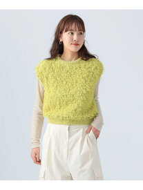 【SALE／50%OFF】フリンジ ニット ベスト(手洗い可能) BEAMS HEART WOMEN ビームス アウトレット トップス ベスト・ジレ イエロー【RBA_E】[Rakuten Fashion]