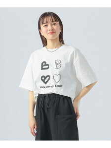 �ySALE�^50%OFF�zB-HEART���S �n�[�g �t�����g �v�����gT�V���c(S~L) BEAMS HEART WOMEN �r�[���X �A�E�g���b�g �g�b�v�X �J�b�g�\�[�ET�V���c ���b�h �z���C�g�yRBA_E�z[Rakuten Fashion]