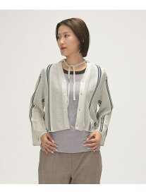 【SALE／50%OFF】maturely / オープン ワーク ストライプ カーディガン BEAMS BOY ビームス アウトレット トップス カーディガン ホワイト【RBA_E】【送料無料】[Rakuten Fashion]