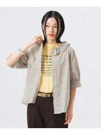 【SALE／60%OFF】リバティ フリル 5分袖 シャツ BEAMS BOY ビームス アウトレット トップス シャツ・ブラウス ホワイト ネイビー【RBA_E】【送料無料】[Rakuten Fashion]
