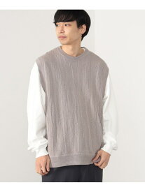 【SALE／70%OFF】アクリルコットン ニット ベスト BEAMS HEART MEN ビームス アウトレット トップス ニット ブラック ベージュ【RBA_E】[Rakuten Fashion]