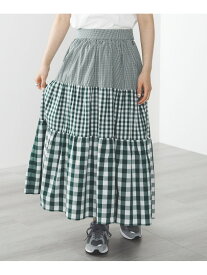 【SALE／70%OFF】ギンガムチェック ティアードスカート BEAMS HEART WOMEN ビームス アウトレット スカート ロング・マキシスカート グリーン ベージュ ブラック【RBA_E】[Rakuten Fashion]