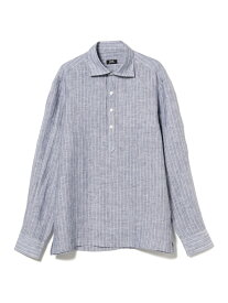 リネン ストライプ プルオーバー シャツ Brilla per il gusto ビームス メン トップス シャツ・ブラウス ネイビー【送料無料】[Rakuten Fashion]