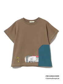 BEAMS mini / JR トンネル ポケッタブル Tシャツ 24SS(90~150cm) BEAMS mini ビームス ミニ トップス カットソー・Tシャツ ブラウン グリーン[Rakuten Fashion]