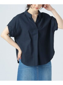 【洗濯機洗い可 / リネン混】袖デザイン スキッパー シャツ 25SS デザイントップス 半袖 BEAMS HEART WOMEN ビームス ハート トップス シャツ・ブラウス ネイビー ブラック ホワイト【送料無料】[Rakuten Fashion]