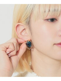 BEAMS HEART / マーブルストーン オーバル ピアス BEAMS HEART WOMEN ビームス ハート アクセサリー・腕時計 ネックレス ネイビー ホワイト[Rakuten Fashion]