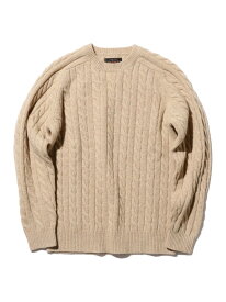 BEAMS PLUS / 5ゲージ ケーブル クルーネック BEAMS PLUS ビームス メン トップス ニット ベージュ ブラウン グリーン ホワイト ゴールド ネイビー ブルー【送料無料】[Rakuten Fashion]