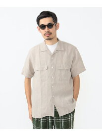 BEAMS PLUS ｜ リネン 半袖 オープンカラー シャツ BEAMS PLUS ビームス メン トップス シャツ・ブラウス ベージュ ホワイト【送料無料】[Rakuten Fashion]