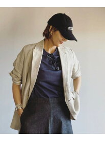 エディター坪田あさみ * woadblue * Demi-Luxe BEAMS / 別注 リネンキャンバス ロゴ キャップ Demi-Luxe BEAMS デミルクス ビームス 帽子 ハット ベージュ ブラック【送料無料】[Rakuten Fashion]