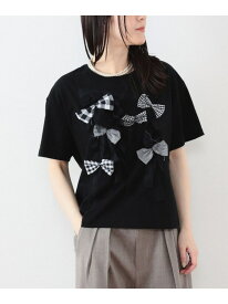 TORI-TO * BEAMS BOY / リボン アップリケ Tシャツ BEAMS BOY ビームス ウイメン トップス カットソー・Tシャツ ブラック ホワイト【先行予約】*【送料無料】[Rakuten Fashion]