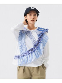 【別注】TORI-TO / フリルカラー Tシャツ BEAMS BOY ビームス ウイメン トップス カットソー・Tシャツ ホワイト ネイビー【送料無料】[Rakuten Fashion]