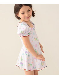 BEAMS mini / パフスリーブ スイム ワンピース 24SS(Girls 100~130cm) BEAMS mini ビームス ミニ 水着・スイムグッズ 水着 ホワイト パープル【送料無料】[Rakuten Fashion]