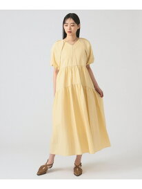 【洗濯機OK/二の腕カバー/ティアード】サッカー パフスリーブ Vネック ワンピース Ray BEAMS ビームス ウイメン ワンピース・ドレス ワンピース イエロー ブラック【送料無料】[Rakuten Fashion]
