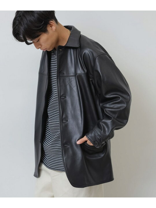 楽天市場】BEAMS / レザー カーコート ブルゾン BEAMS ビームス メン 