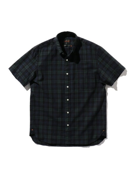 BEAMS PLUS｜B.D. Short Sleeve Indigo Yarn Tartan Check｜メンズ 半袖 カジュアルシャツ ボタンダウン｜インディゴ染め タータンチェック｜コットン100% 経年変化｜日本製｜春夏 BEAMS PLUS ビームス メン トップス シャツ・ブラウス ブラッ【送料無料】[Rakuten Fashion]