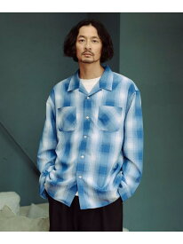 【SALE／50%OFF】ポリエステル チェック オープンカラー シャツ 25AW チェックシャツ メンズ 長袖 羽織 はおり 吸水速乾 B:MING by BEAMS ビーミング ライフストア バイ ビームス トップス シャツ・ブラウス ブルー ブラック【RBA_E】【送料無料】[Rakuten Fashion]