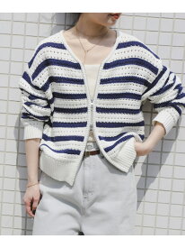 【SALE／60%OFF】ボーダー ニット ブルゾン 25SS きれいめ ロングシーズン カーディガン B:MING by BEAMS ビーミング ライフストア バイ ビームス トップス カーディガン ホワイト【RBA_E】[Rakuten Fashion]