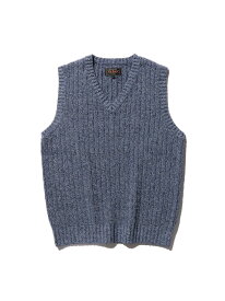 BEAMS PLUS｜コットン リネン アラン ベスト BEAMS PLUS ビームス メン トップス ベスト・ジレ グリーン ネイビー ベージュ【送料無料】[Rakuten Fashion]