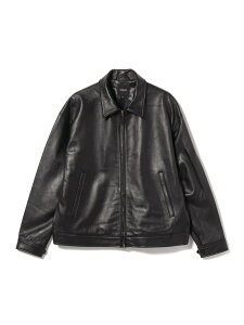 新品BEAMS ワイドフィット ユーズド加工 レザー ブルゾン レザー