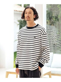 【別注】LACOSTE / カノコ ボーダー ロングスリーブ Tシャツ B:MING by BEAMS ビーミング ライフストア バイ ビームス トップス カットソー・Tシャツ ホワイト グリーン【送料無料】[Rakuten Fashion]