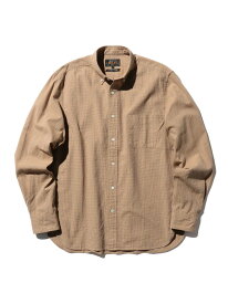 BEAMS PLUS｜コットンリネン チェック柄 ボタンダウン シャツ BEAMS PLUS ビームス メン トップス シャツ・ブラウス グリーン ブラウン【送料無料】[Rakuten Fashion]