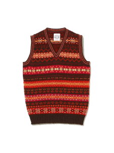 �y�ʒ��zJamieson's / Fairsile V-Neck Knit Vest BEAMS PLUS �r�[���X ���� �g�b�v�X �j�b�g �u���E�� �O���[�� �x�[�W���y���������z[Rakuten Fashion]