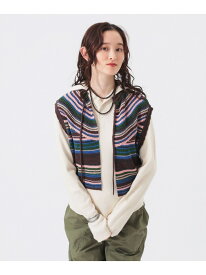 マルチボーダー ベスト BEAMS BOY ビームス ウイメン トップス ベスト・ジレ ネイビー ブラウン イエロー【送料無料】[Rakuten Fashion]