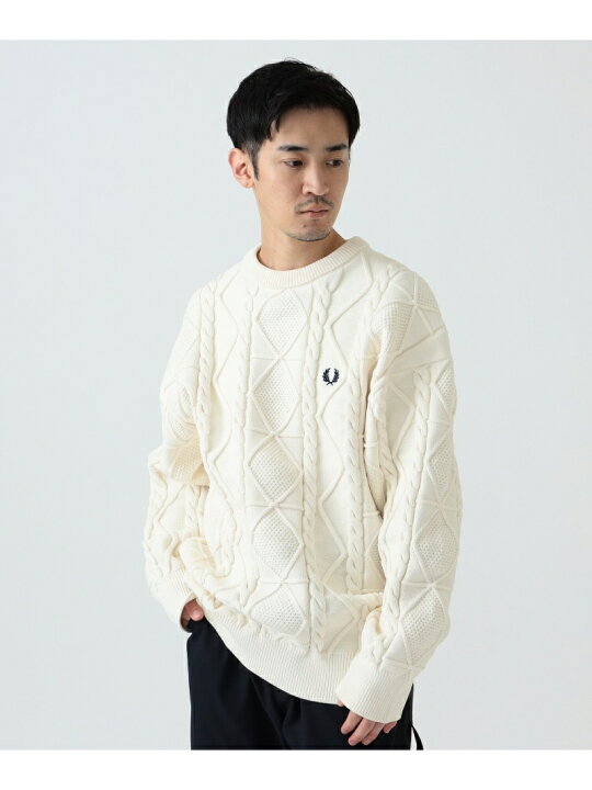楽天市場】FRED PERRY * BEAMS / 別注 Cable Crewneck Knit BEAMS MEN 