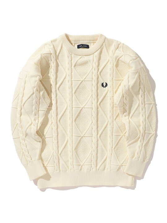 楽天市場】FRED PERRY * BEAMS / 別注 Cable Crewneck Knit BEAMS MEN 