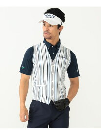 BEAMS GOLF PURPLE LABEL / マルチストライプ ニットジレ BEAMS GOLF PURPLE LABEL ビームス ゴルフ トップス ニット ホワイト ベージュ ネイビー【送料無料】[Rakuten Fashion]