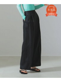 【ビームスの百名品】リネン タブ付き ワイドパンツ Demi-Luxe BEAMS デミルクス ビームス パンツ その他のパンツ ベージュ ブラック【送料無料】[Rakuten Fashion]