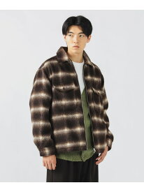 シャギー チェック ジップ シャツ ジャケット BEAMS HEART MEN ビームス ハート トップス シャツ・ブラウス ブラウン ブラック【送料無料】[Rakuten Fashion]
