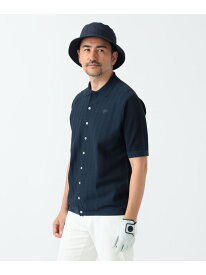 PURPLE LABEL / メッシュストライプ ニットポロシャツ 25SS BEAMS GOLF PURPLE LABEL ビームス ゴルフ トップス ポロシャツ ネイビー ベージュ ホワイト【送料無料】[Rakuten Fashion]