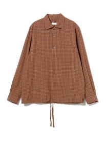 ts(s) / Gingham Plaid Linen*Cotton Cloth / Hem String Shirt BEAMS PLUS ビームス メン トップス シャツ・ブラウス ブラウン【送料無料】[Rakuten Fashion]