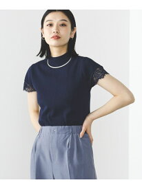 BEAMS HEART / 袖レース ハイネックプルオーバー BEAMS HEART WOMEN ビームス ハート トップス ニット ブラウン ネイビー【送料無料】[Rakuten Fashion]