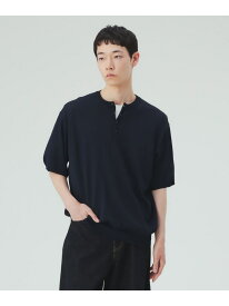 【7/16値下げ】ヘンリーネック ショートスリーブ ニット(接触冷感) BEAMS HEART MEN ビームス ハート トップス カットソー・Tシャツ グレー ネイビー ブラウン ブラック[Rakuten Fashion]