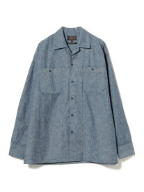 BEAMS PLUS｜シャンブレー ミリタリー オープンカラーシャツ BEAMS PLUS ビームス メン トップス シャツ・ブラウス ブルー【送料無料】[Rakuten Fashion]