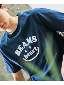 BEAMS HEART / スマイルロゴ Tシャツ 24SS BEAMS HEART MEN ビームス ハート トップス カットソー・Tシャツ ホワイト ネイビー【送料無料】[Rakuten Fashion]