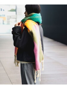 マルチカラー フリンジ ストール マフラー 防寒 ギフト 24AW BEAMS HEART WOMEN ビームス ハート ファッション雑貨 マフラー・ストール・ネックウォーマー オレンジ レッド イエロー【送料無料】[R