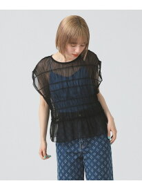 【SALE／50%OFF】【手洗い可/涼しい/インナー/重ね着】シアー シャーリング フレンチスリーブ Ray BEAMS ビームス ウイメン トップス カットソー・Tシャツ ブラック ホワイト【RBA_E】【送料無料】[Rakuten Fashion]