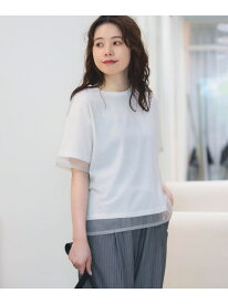 【SALE／30%OFF】【半袖/シアー/重ね着風/手洗い可】チュール レイヤード Tシャツ 25SS シアートップス デザイントップス BEAMS HEART WOMEN ビームス ハート トップス カットソー・Tシャツ ホワイト グレー ブラック【RBA_E】[Rakuten Fashion]